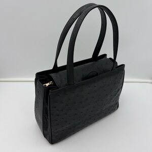 JARDIN DES SACS Florence • Black Exotic Genuine OSTRICH 30 Bag • Made in ITALY